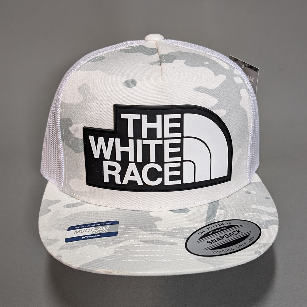 The White Race • PVC Patch • White Camo Snapback