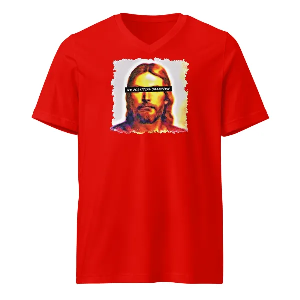 Christ Sees No Political Solution - Mens • T-shirt • V-neck • Premium - Image 3