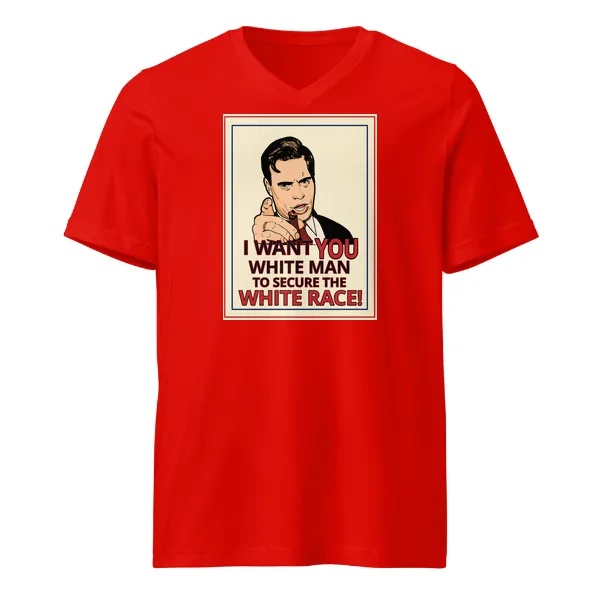 GLR I Want You White Man - Mens • T-shirt • V-neck • Premium - Image 3