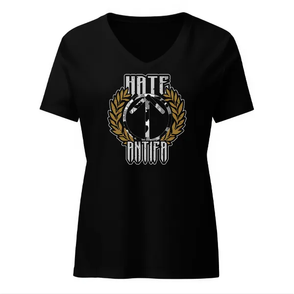 Hate Antifa - Ladies • T-shirt • V-neck • Premium