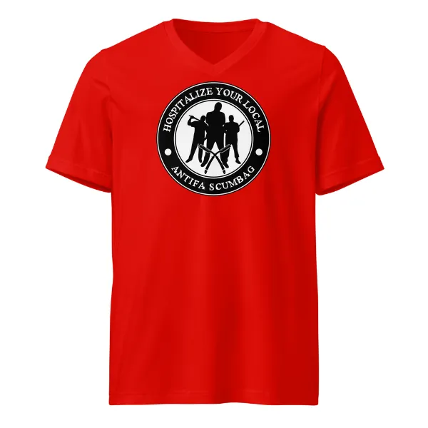 Hospitalize Your Local Antifa Scumbag - Mens • T-shirt • V-neck • Premium - Image 3
