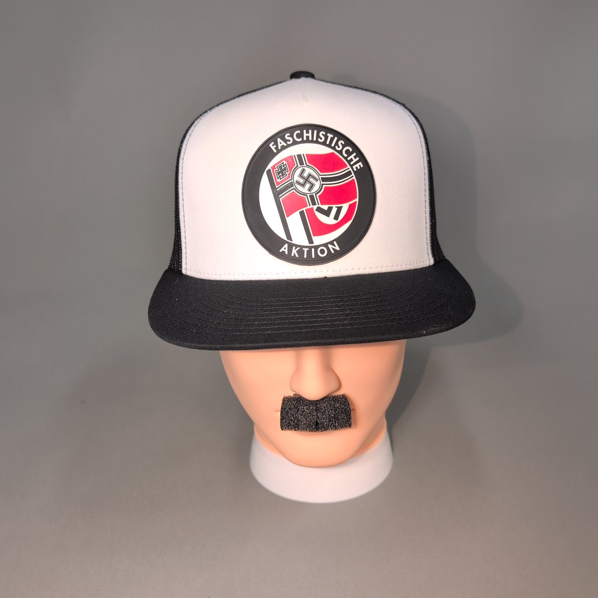Fascist Action • PVC Patch • White / Black Flat Bill Trucker Cap