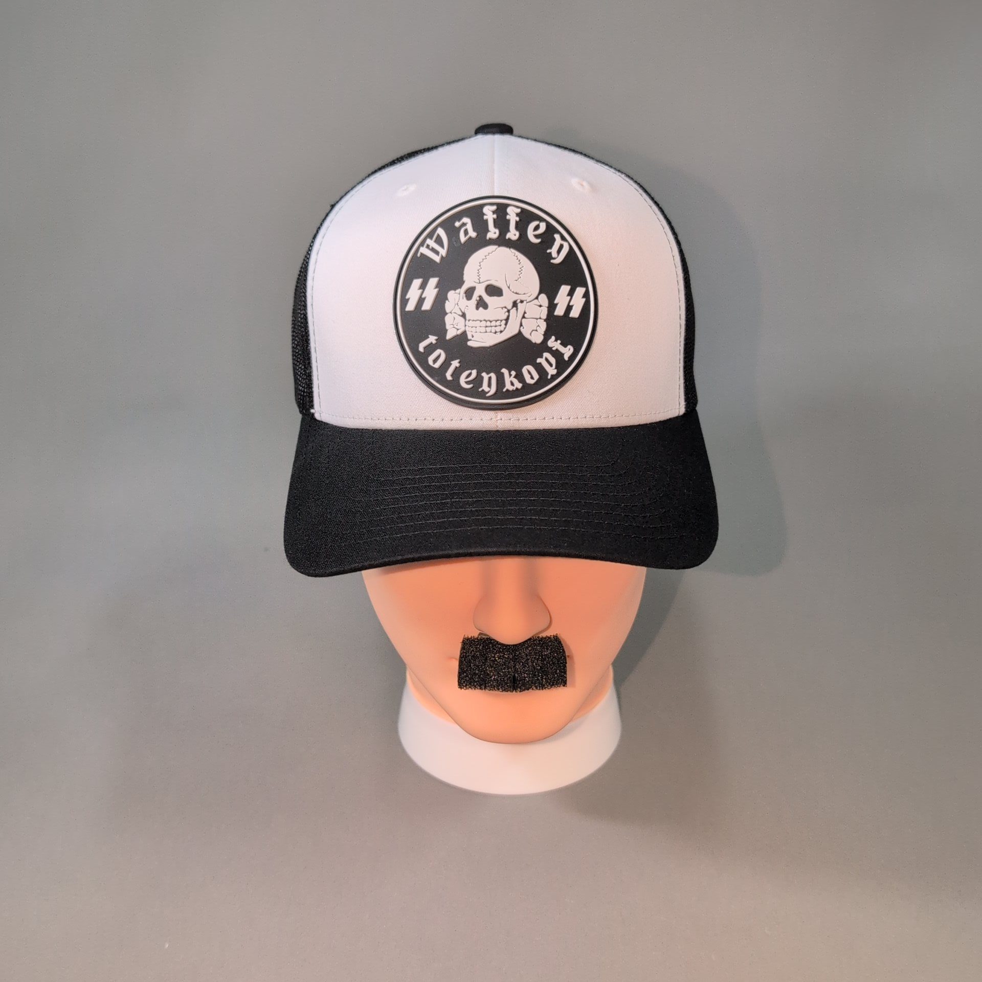 Waffen SS Totenkopf • PVC Patch • White / Black Curved Bill Trucker Cap