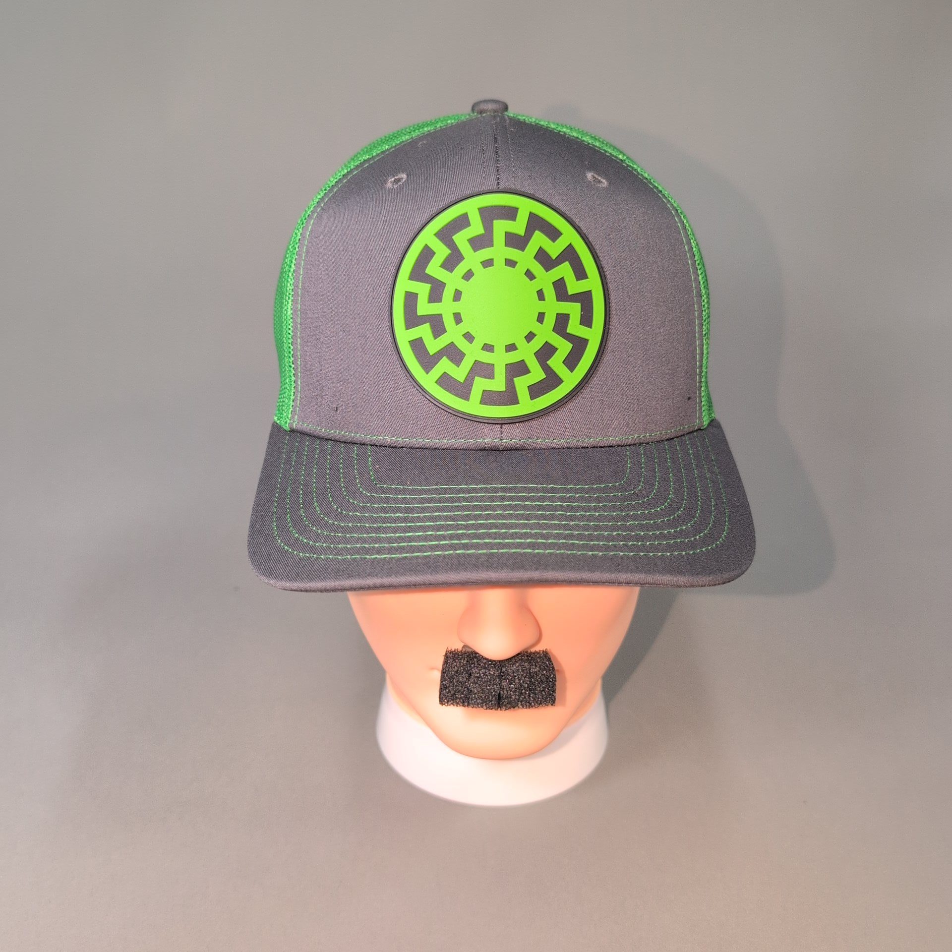 Neon Green Sonnenrad • PVC Patch • Gray / Neon Green Curved Bill Trucker Cap