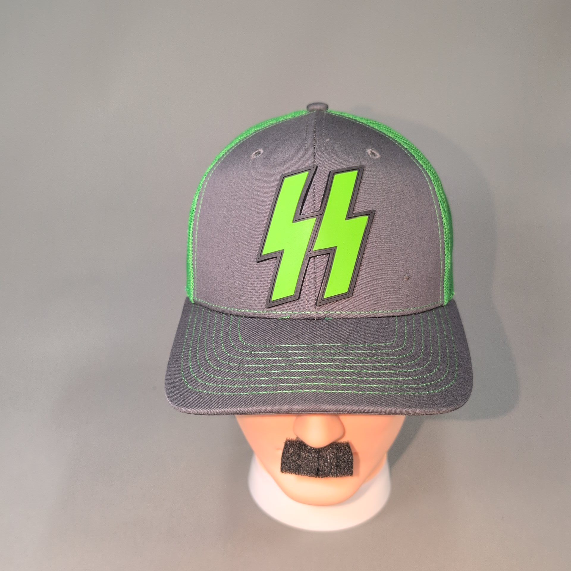Neon Green SS • PVC Patch • Gray / Neon Green Curved Bill Trucker Cap