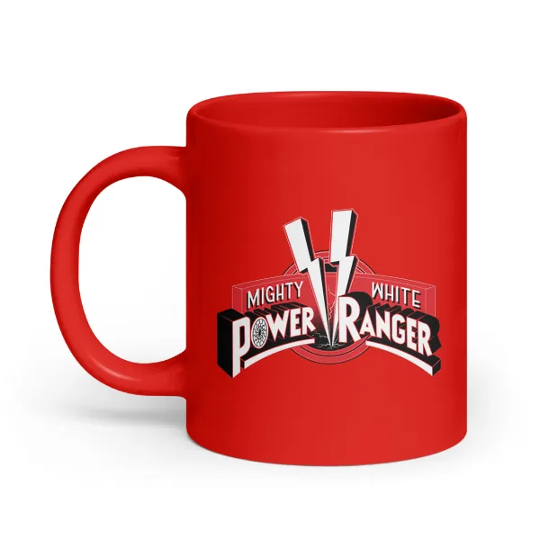 Mighty White Power Ranger - Black Sun - Coffee Mug - Image 3