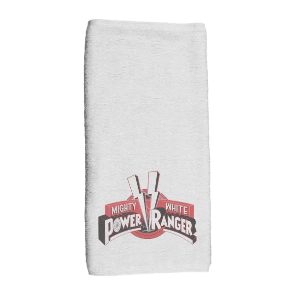 Mighty White Power Ranger - Black Sun - Hand Towel