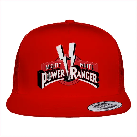 Mighty White Power Ranger - Black Sun - Hat • Trucker - Image 3