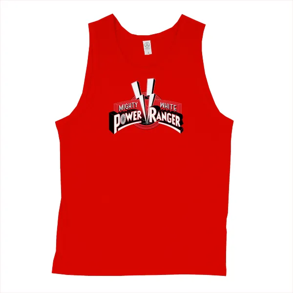 Mighty White Power Ranger - Black Sun - Mens • Tank Top • Basic - Image 3