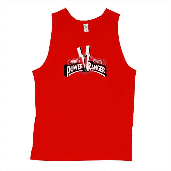 Mighty White Power Ranger - Black Sun - Mens • Tank Top • Premium - Image 3