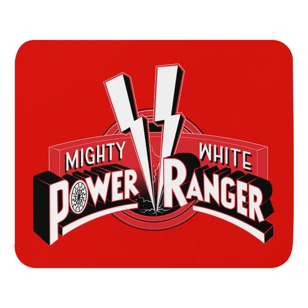 Mighty White Power Ranger - Black Sun - Mouse Pad - Image 3