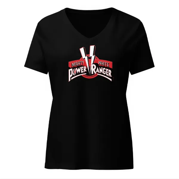 Mighty White Power Ranger - Swastika - Ladies • T-shirt • V-neck • Premium