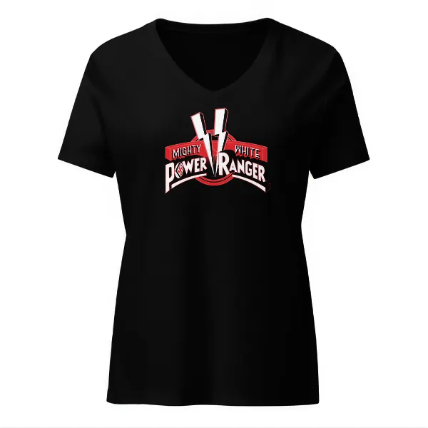 Mighty White Power Ranger - Swastika - Ladies • T-shirt • V-neck • Basic