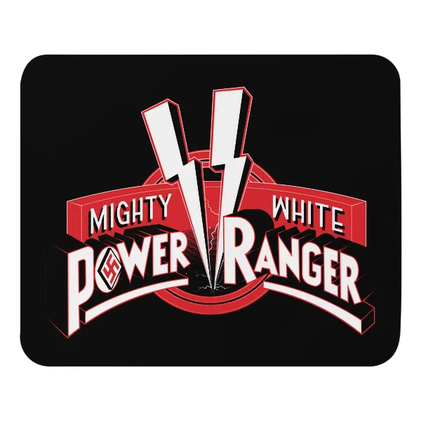 Mighty White Power Ranger - Swastika - Mouse Pad