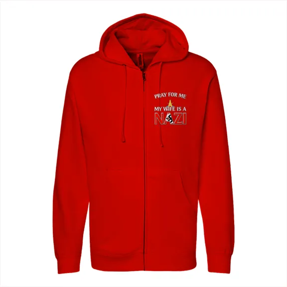 Pray For Me, My Wife is a Nazi - Mens • Full-Zip Hoodie • Premium - Image 3