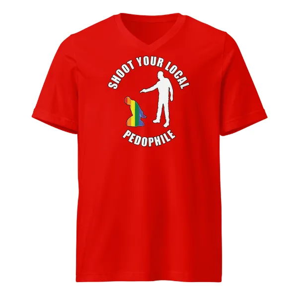 Shoot Your Local Pedophile - Mens • T-shirt • V-neck • Basic - Image 3