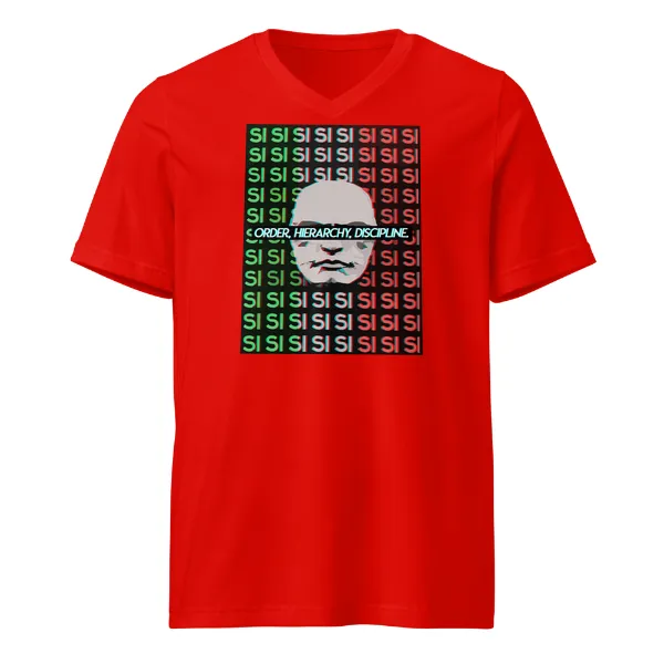Si Si Si Mussolini - Mens • T-shirt • V-neck • Basic - Image 3