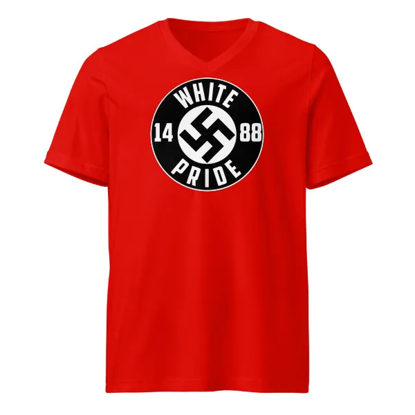 White Pride Swasika 1488 - Mens • T-shirt • V-neck • Basic - Image 3