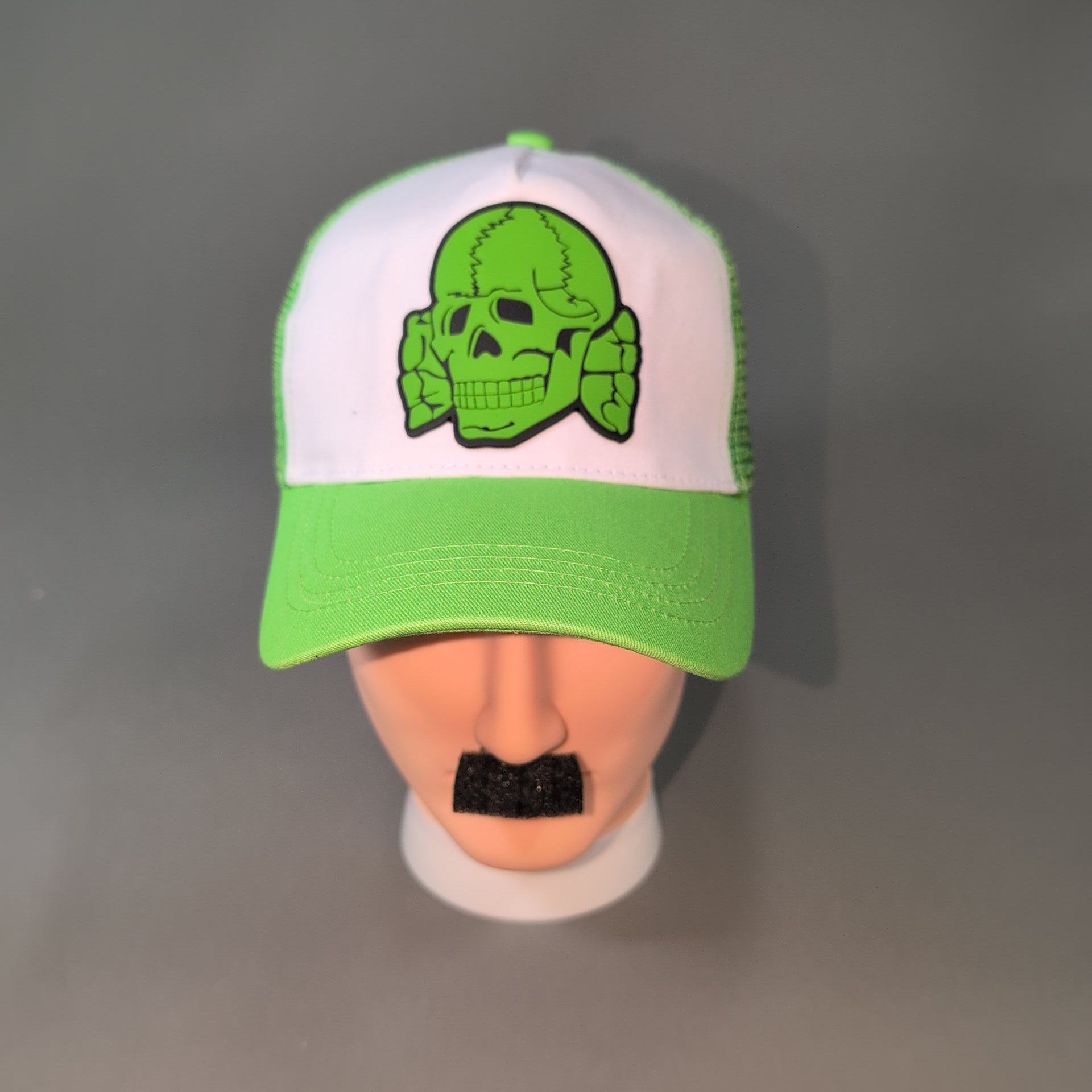 Green Totenkopf • PVC Patch • White / Green Curved Bill