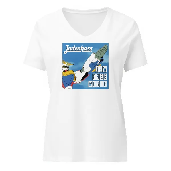 Jew Free World - Ladies • T-shirt • V-neck • Premium - Image 2