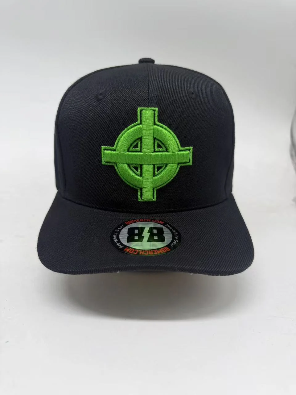 Celtic Cross • Green Stitched • Black Hat
