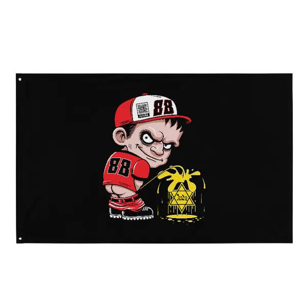 88 Kid Pissing on Jews - Flag • Small
